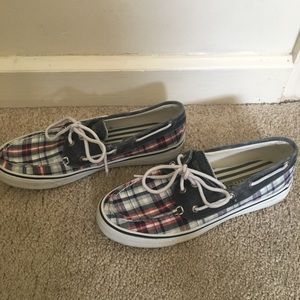 Plaid Canvas Boat Shoes